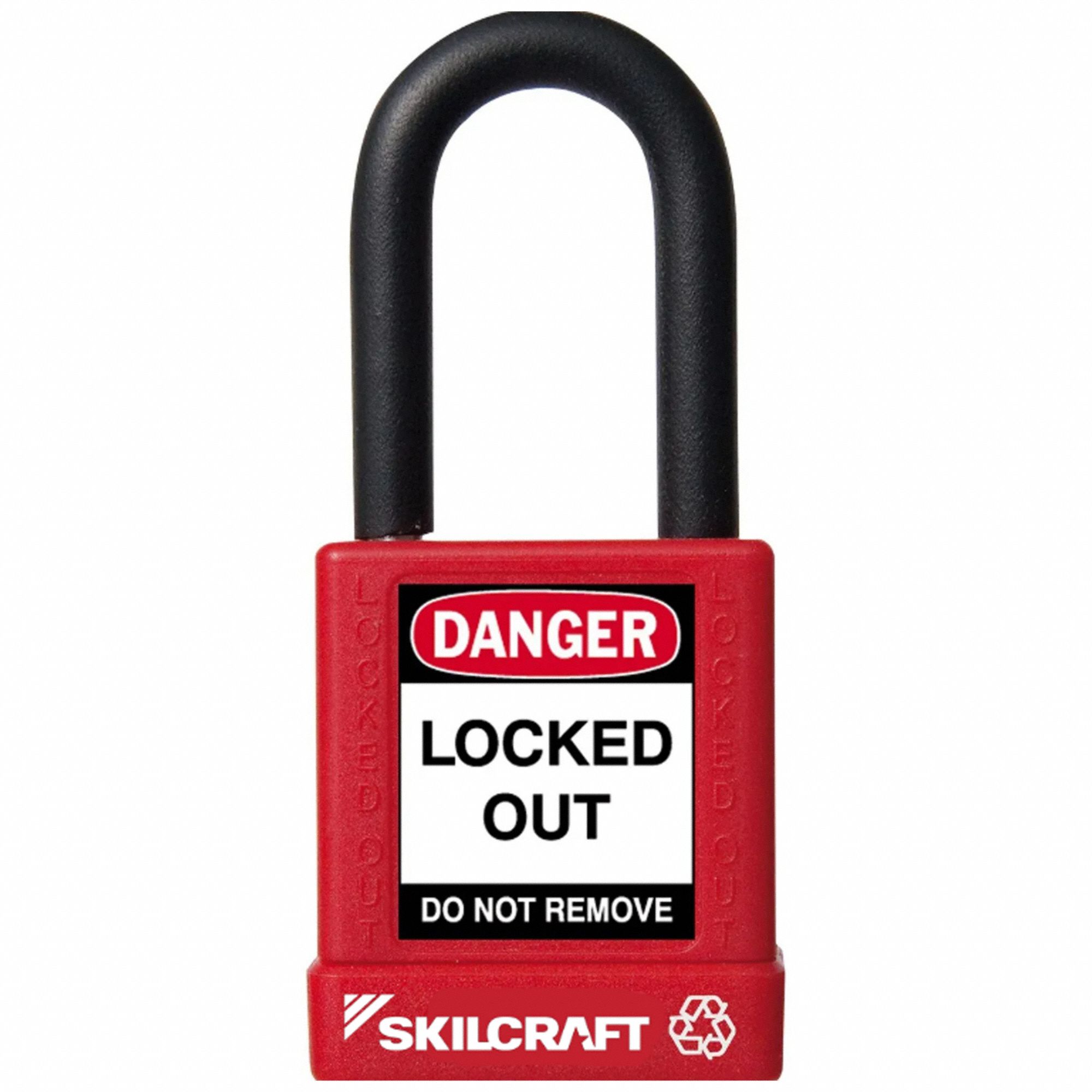 Lockout Padlock: Keyed Different, Aluminum, Std Body Body Size, Steel, Std, Red, Plastic
