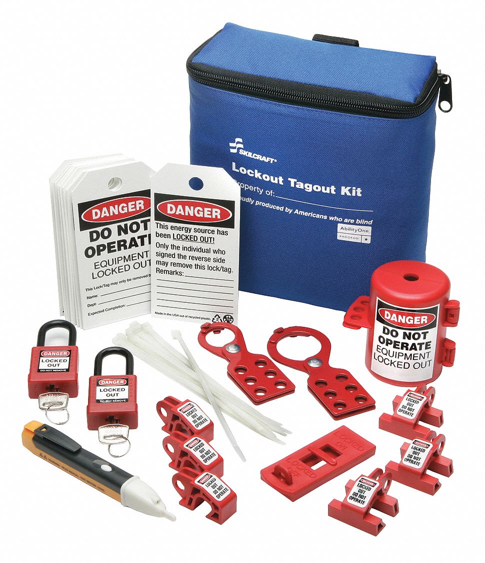 ABILITY ONE Lockout/Tagout Kit, Filled, Electrical Lockout, Tool Box