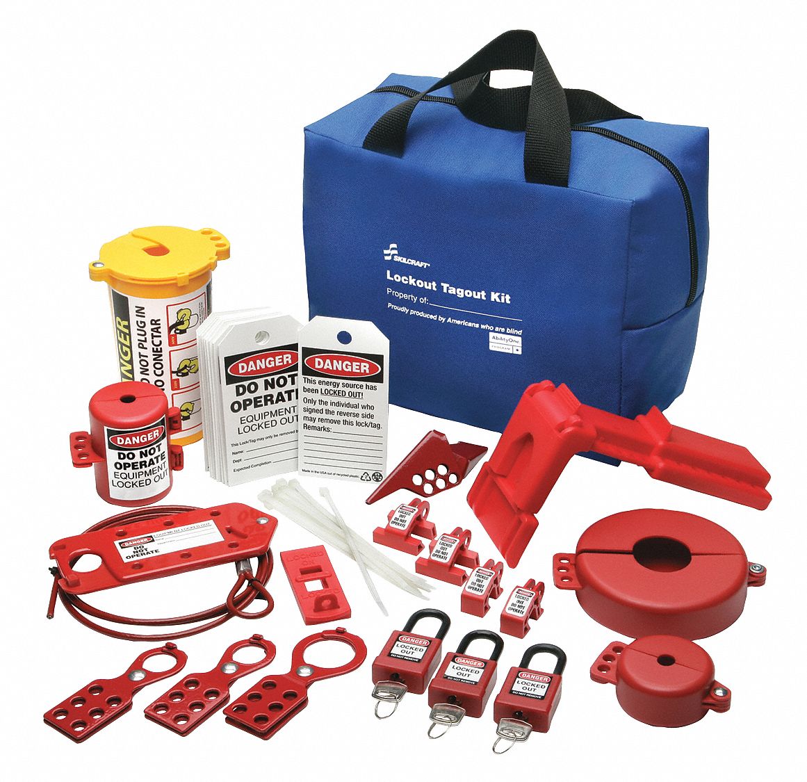 ABILITY ONE Lockout/Tagout Kit, Filled, Electrical/Valve Lockout, Tool