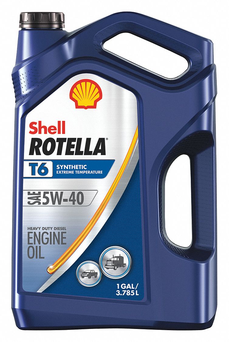 Engine Oil: Synthetic, Diesel Engines, 1 gal Size, Bottle, 5W-40, API, T6, Amber