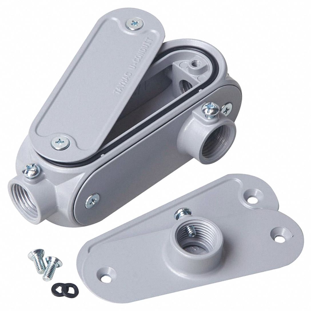 RACO Conduit Outlet Body Aluminum, 1/2 in Trade Size, LL Body, 8.5 cu