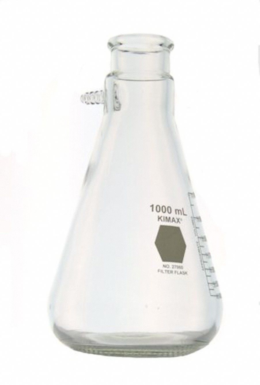 Filtering Flask: Borosilicate Glass, 125 mL Capacity - mL, 4.22 fl oz Capacity - oz, Graduated, A