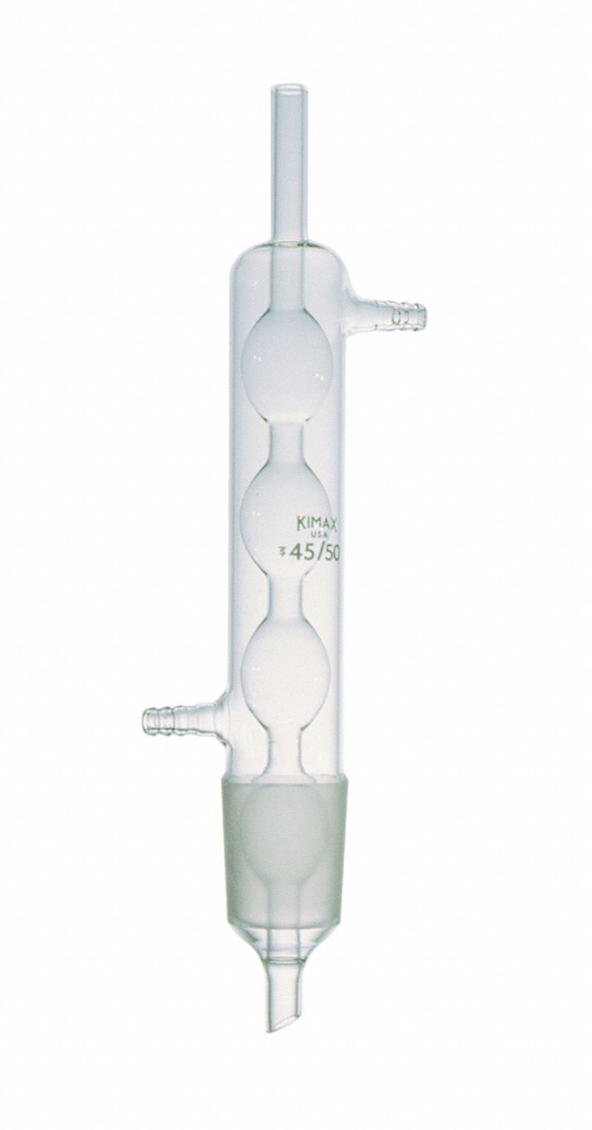 Condenser: 1 5/8 in Overall Lg, 45/50 Ground Mouth Joint Size, 1 5/8 in Jacket Lg, Clear