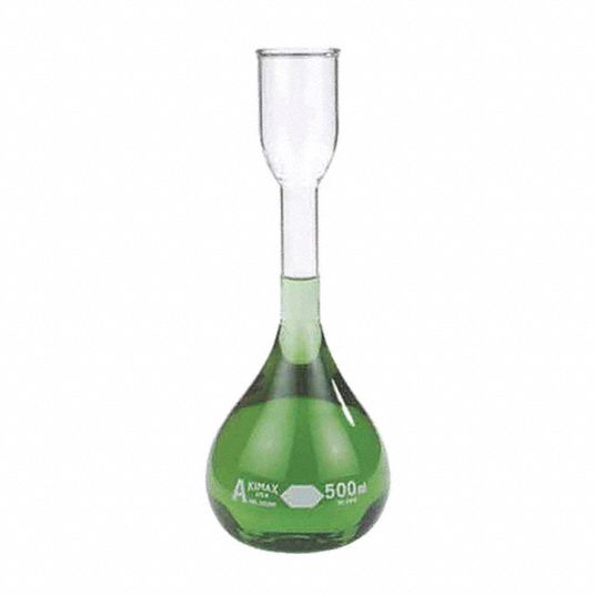 Borosilicate Glass ASTM Volumetric Flask with Glass Stopper, 500