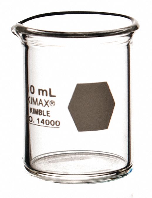 Beaker: Borosilicate Glass, Low Form, 10 mL Capacity - mL, 0.03 fl oz Capacity - oz, A, Autoclavable