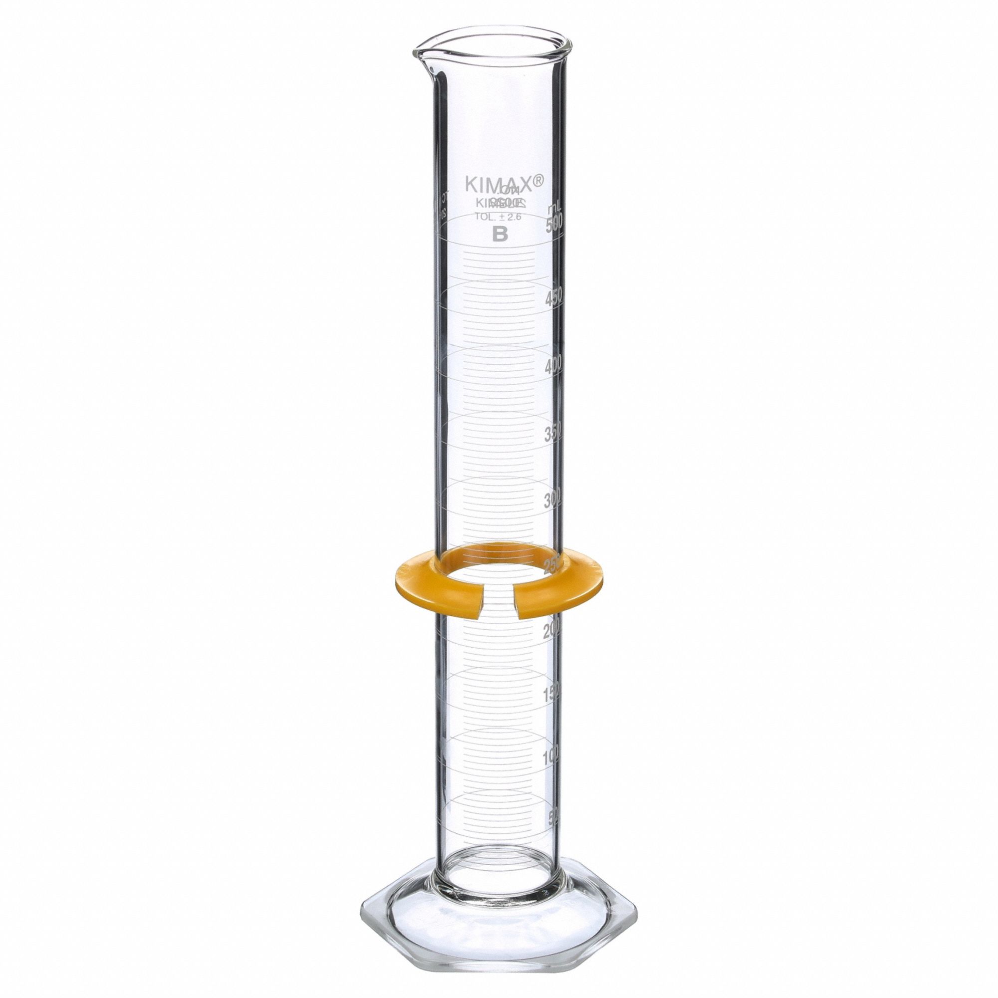 GRADUATED CYLINDER, 500 ML CAPACITY, 16.9 FL OZ CAPACITY, 5 ML GRADUATION INCREMENTS