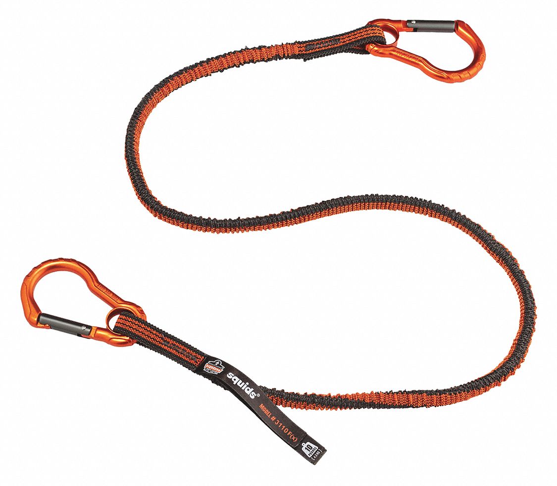 ERGODYNE, Gray/Orange, Carabiner, Shock Absorbing Tool Lanyard - 52NN41 ...