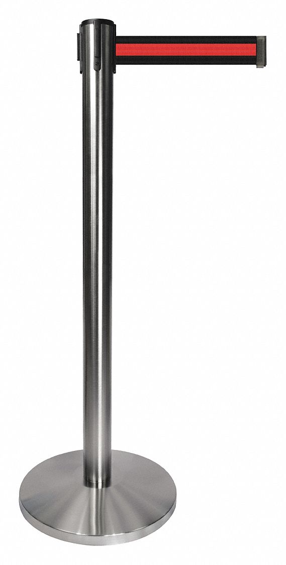 Barrier Post, Gray, Black/Red Stripe Belt