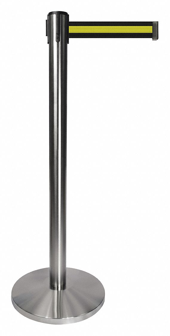Barrier Post, Gray, Blk/Yellow Stripe Belt