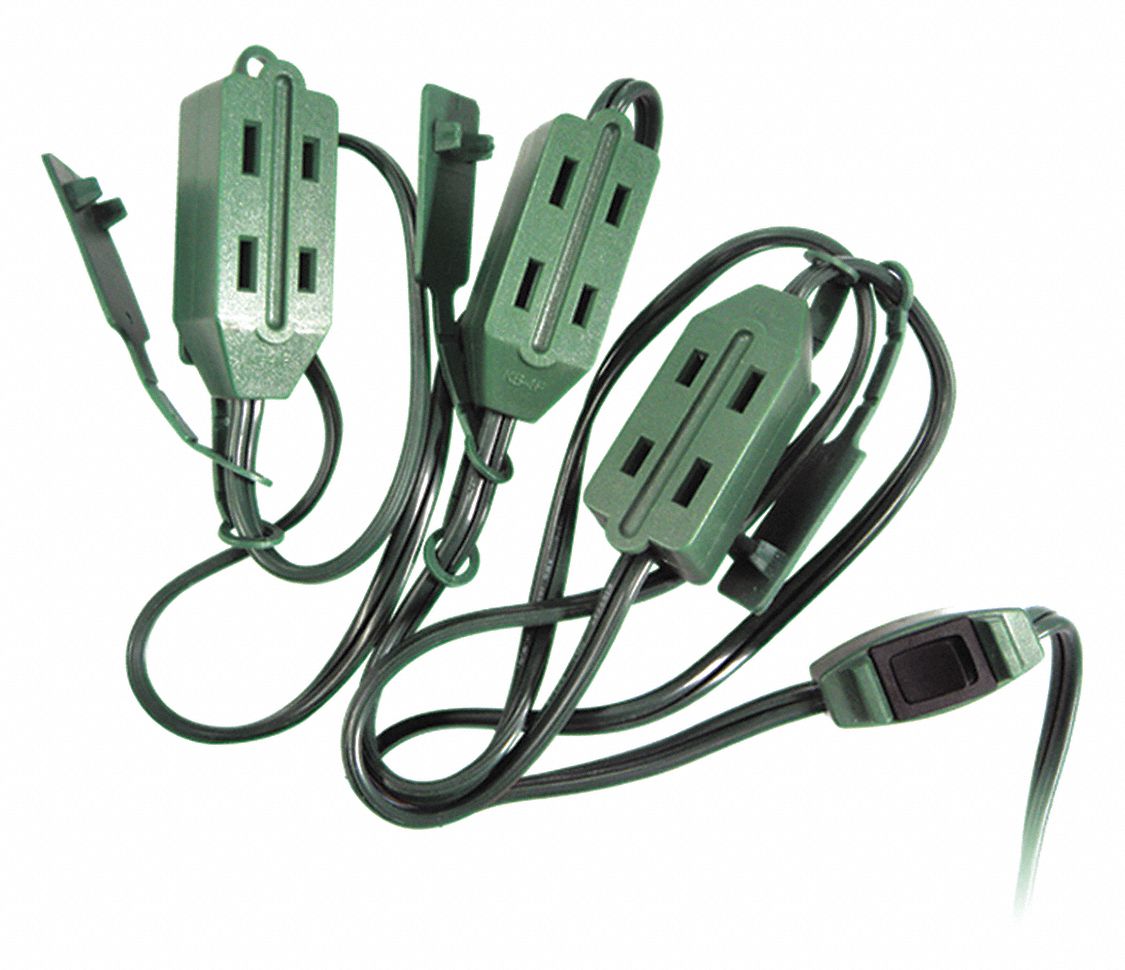 POWER FIRST Extension Cord 9 ft Cord Lg, 18 AWG Wire Size, SPT2, NEMA