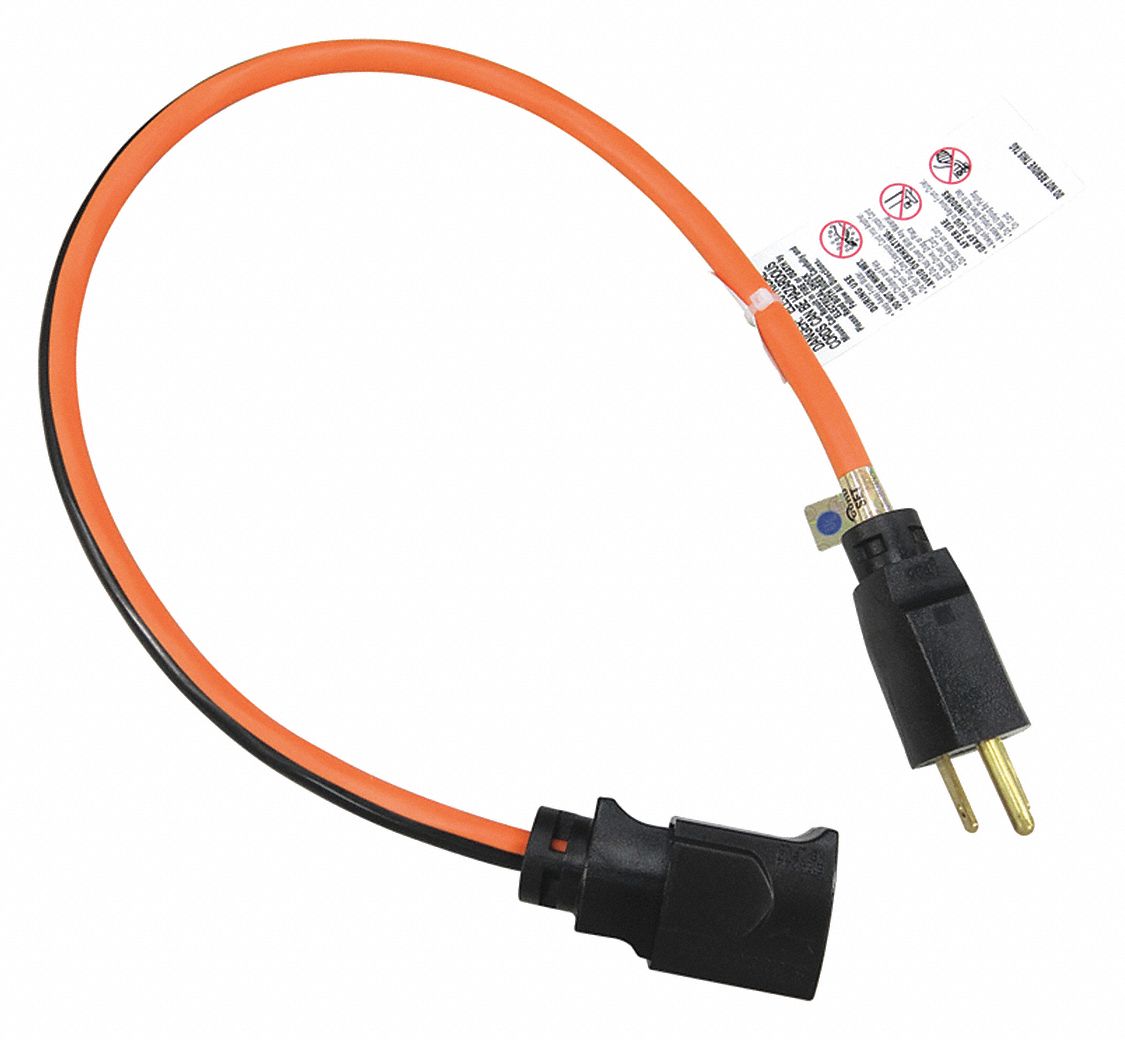 POWER FIRST Locking Extension Cord 2 ft Cord Lg, 14 AWG Wire Size