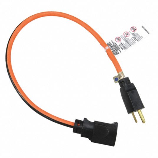 POWER FIRST Locking Extension Cord, Indoor, 15.0 A, 125V AC, Number of Outlets 1, Orange with