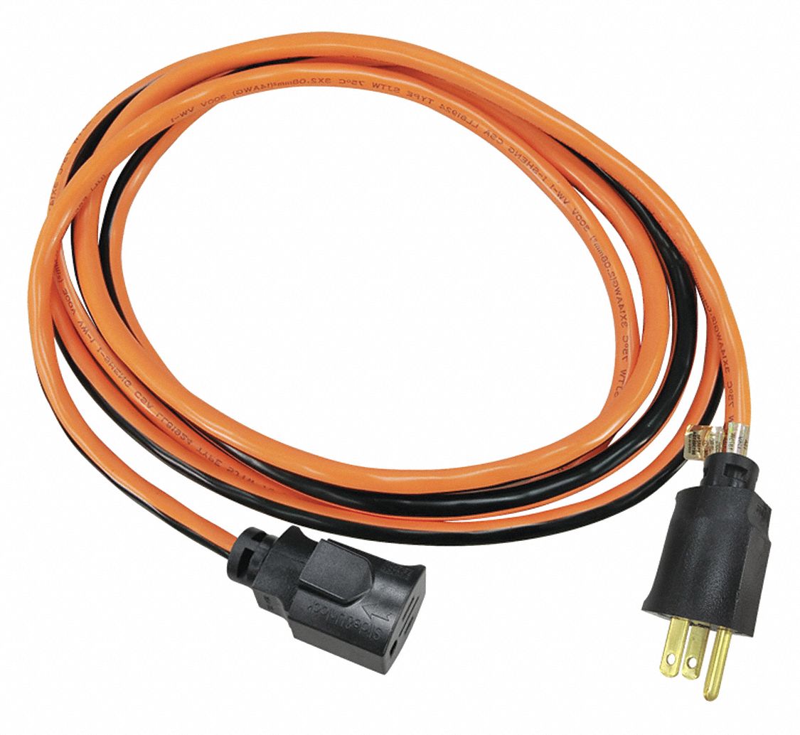 POWER FIRST Locking Extension Cord, Outdoor, 15.0 A, 125V AC, Number of Outlets 1, Orange with