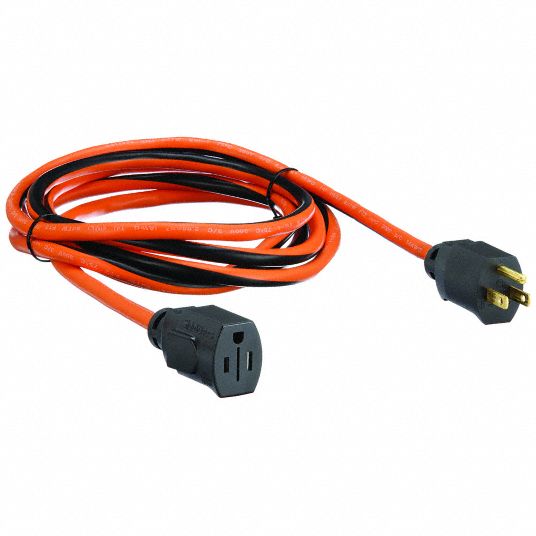 POWER FIRST Locking Extension Cord: 10 ft Cord Lg, 14 AWG Wire Size, 14/3,  SJTW, NEMA 5-15P