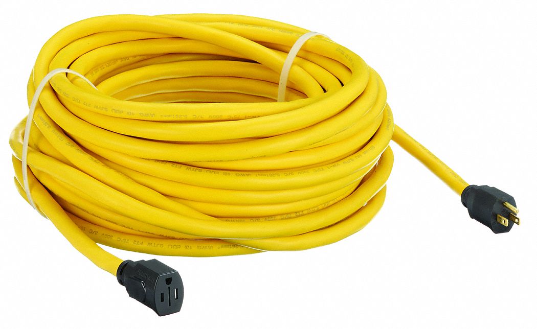 POWER FIRST, 100 ft Cord Lg, 10 AWG Wire Size, Locking Extension Cord