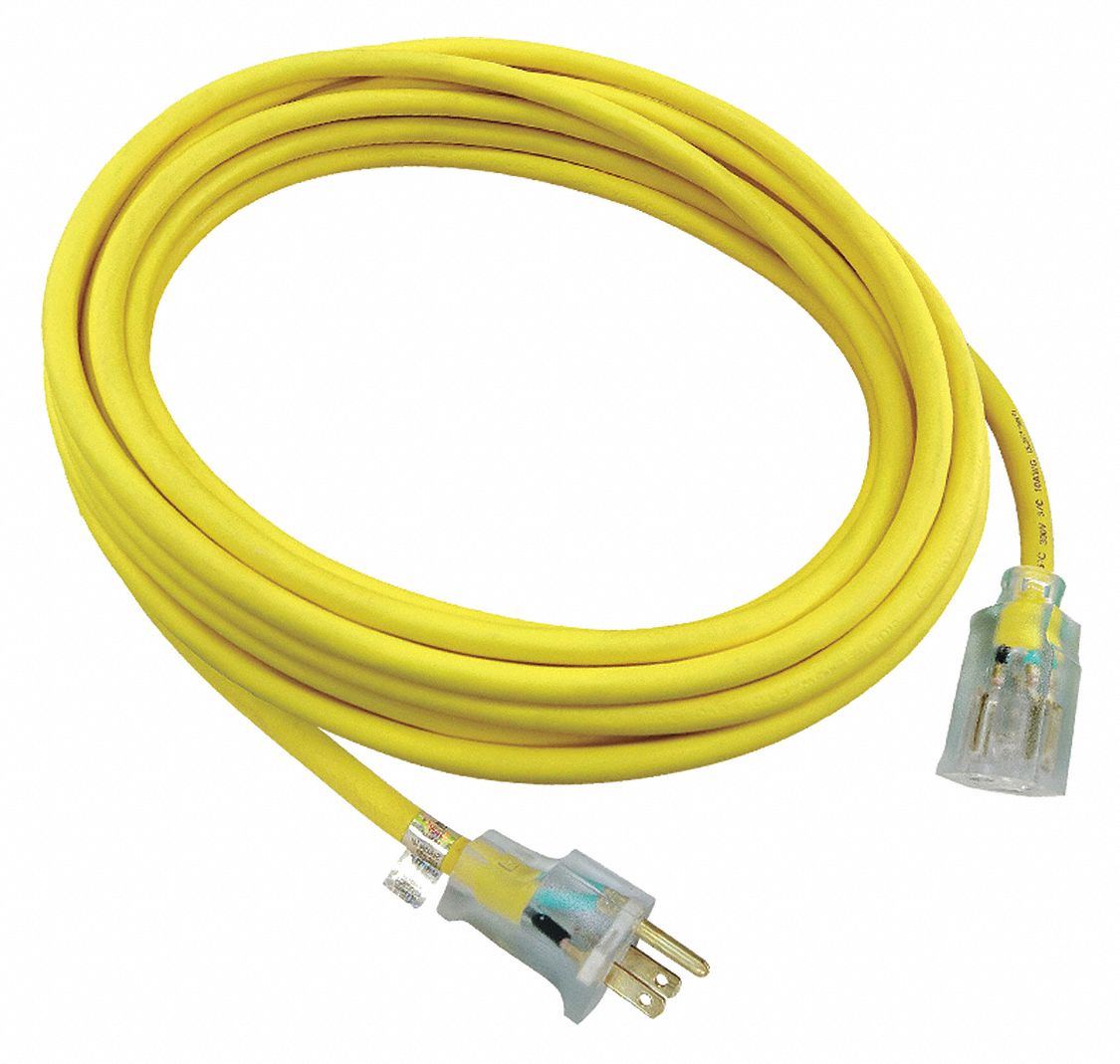 POWER FIRST Lighted Extension Cord, Outdoor, 15.0 A, 125V AC, Number of