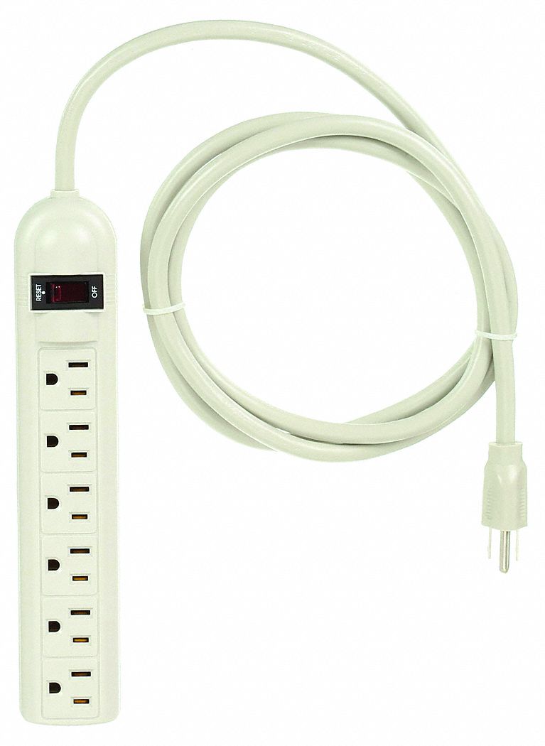 OUTLET STRIP, 6 OUTLETS, 6 FT CORD, 15 A MAX, BEIGE, NEMA 5-15P