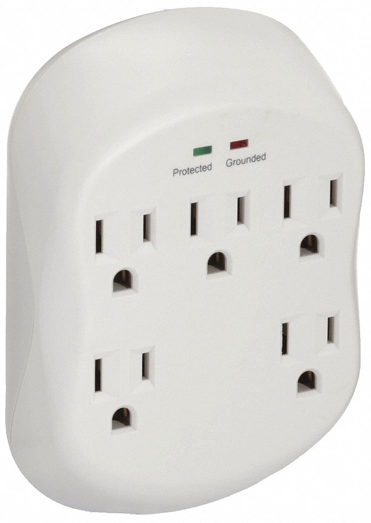 SURGE PROTECTOR PLUG ADAPTER, MULTI-OUTLET TAP SURGE PROTECTOR, 15 A, 125V AC