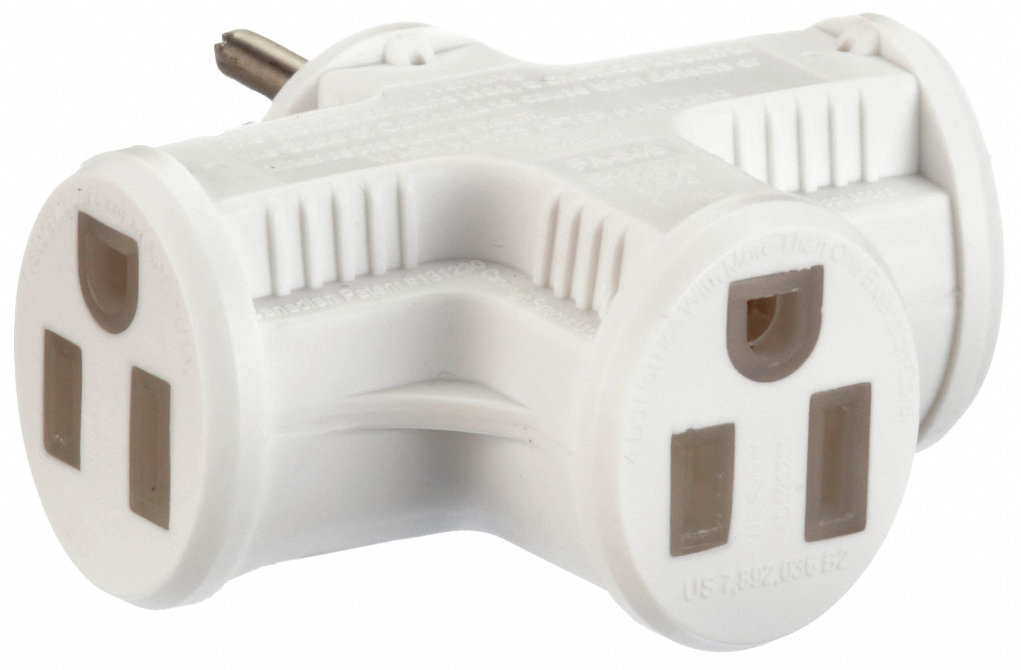 ADAPTER, MULTI-OUTLET TAP, 15 A, 125V AC, 3 OUTLETS, WHITE