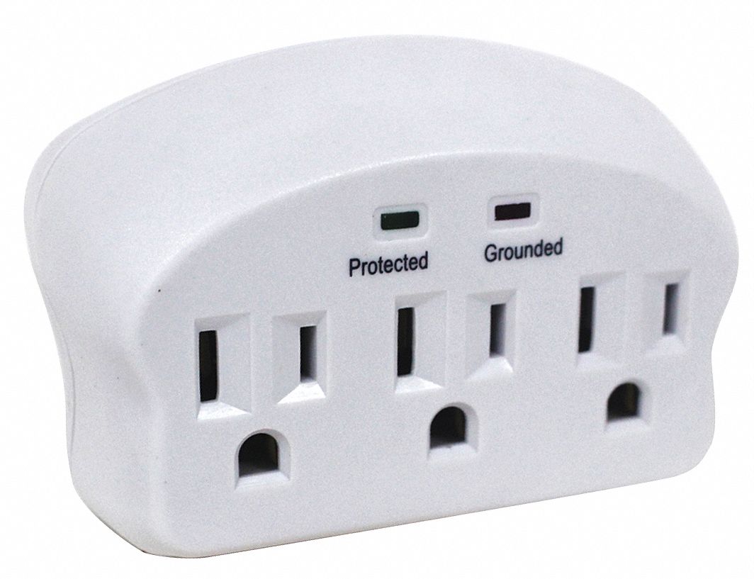 POWER FIRST Adaptador de Enchufe,Blanco,1 Salida - Adaptadores de Enchufes  - 52NY47