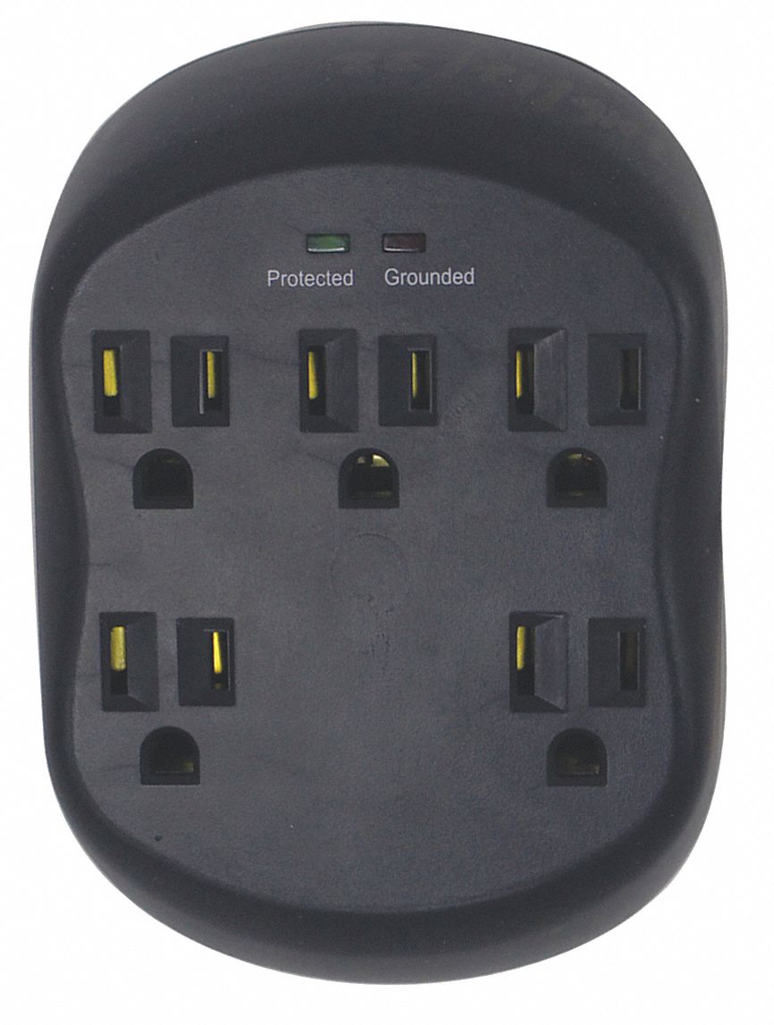 SURGE PROTECTOR PLUG ADAPTER, MULTI-OUTLET TAP SURGE PROTECTOR, 15 A, 125V AC