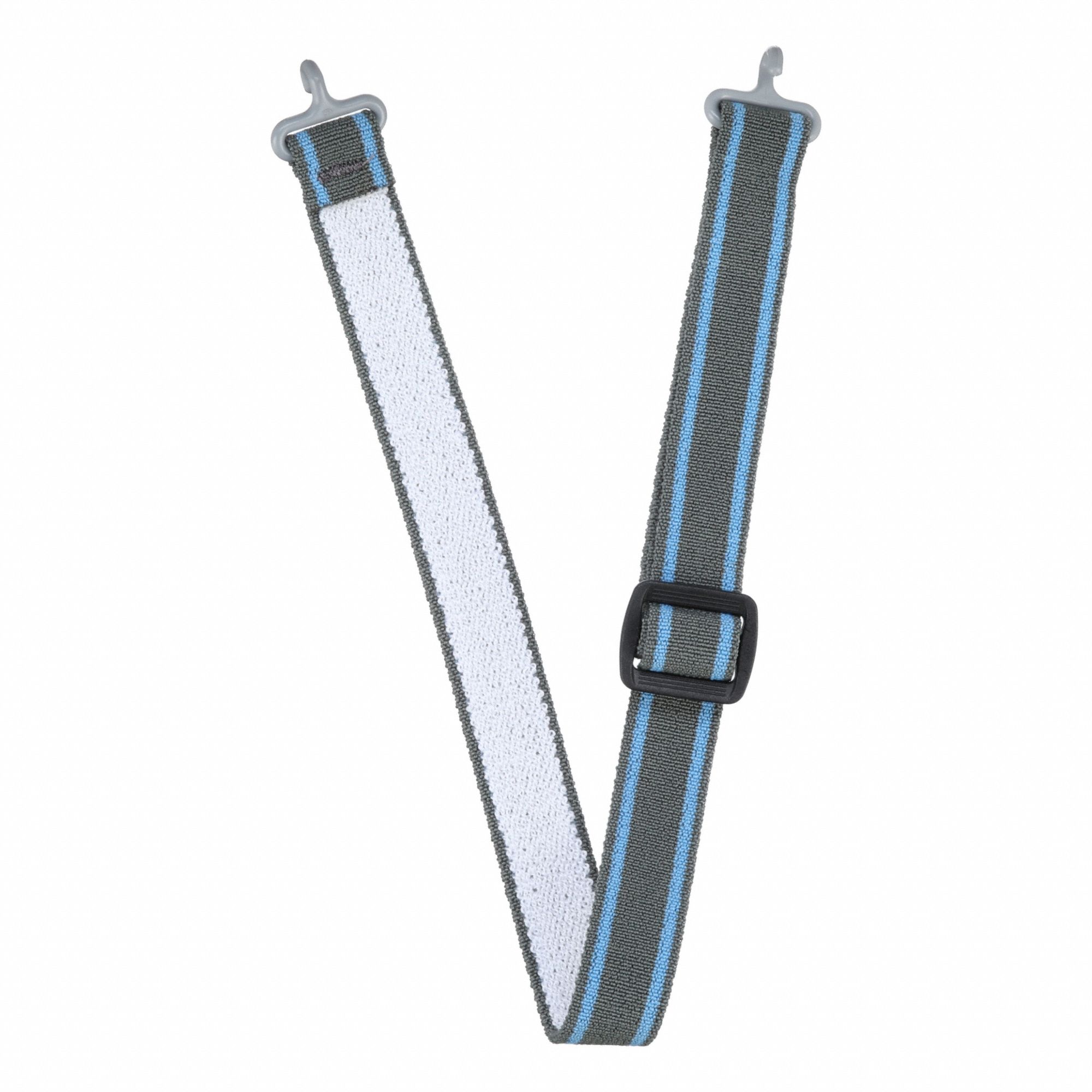 Hard Hat Chin Strap: Gray Polyester, Chin Pad Not Included, 2 Attachment Points, Gray, 10 PK
