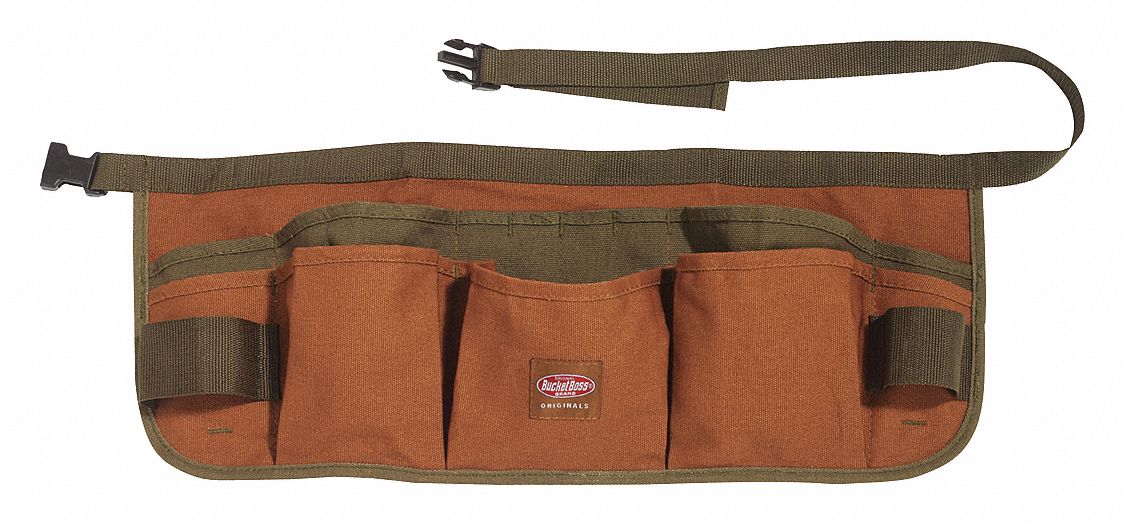 Tool Belt: Canvas, Gen Purpose, 13 Pockets, Fits up to 52 in Waist Size, Brown