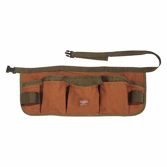 Tool Belt: Canvas, Gen Purpose, 13 Pockets, Fits up to 52 in Waist Size, Brown