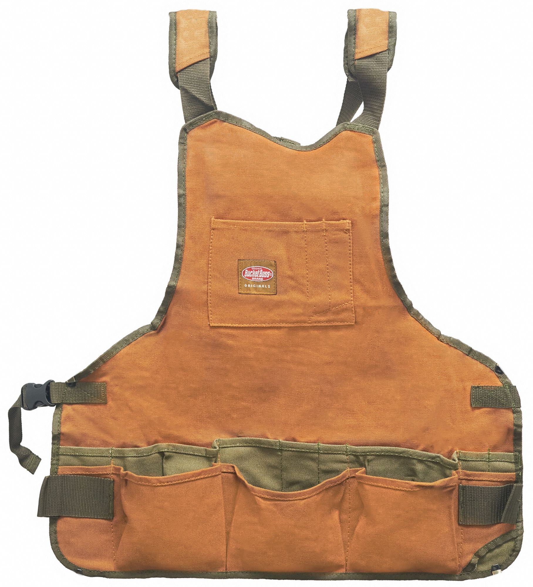 Tool Apron: Canvas, Carpentry, 16 Pockets, Padded, Up to 52 in Waist Size