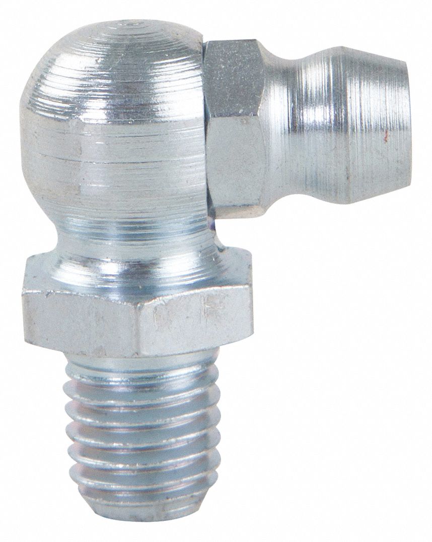 WESTWARD Standard Grease Fitting, 1/4"28 SAELT, 90.0 °, ZincPlated