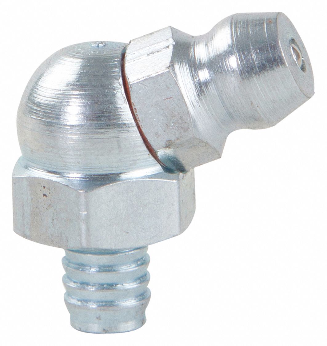 WESTWARD 3/16" 65.0 ° Head Angle, Drive (PushIn) Grease Fitting, Zinc