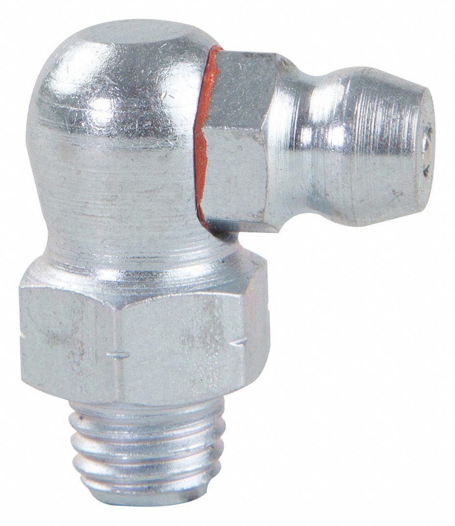 WESTWARD Thread Forming Grease Fitting, 1/4"28, 90.0 °, ZincPlated