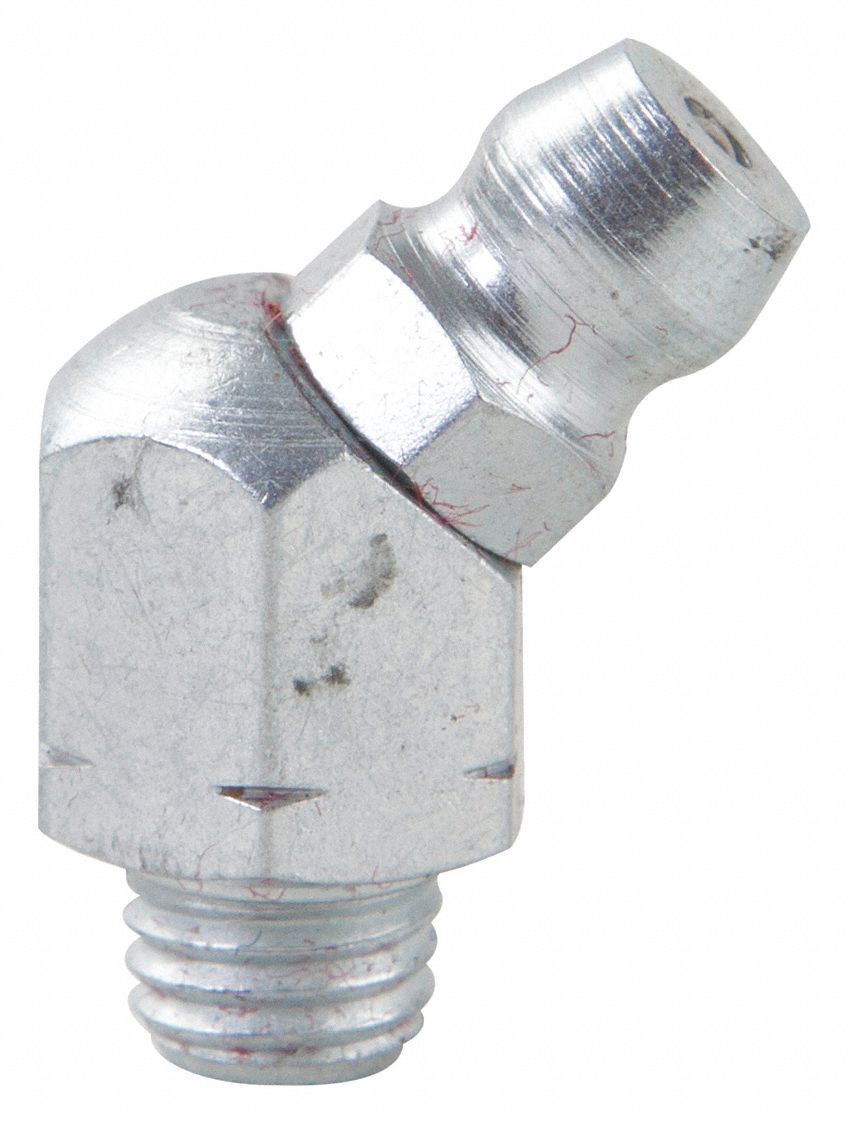WESTWARD 1/4"28 45.0 ° Head Angle, Thread Forming Grease Fitting, Zinc