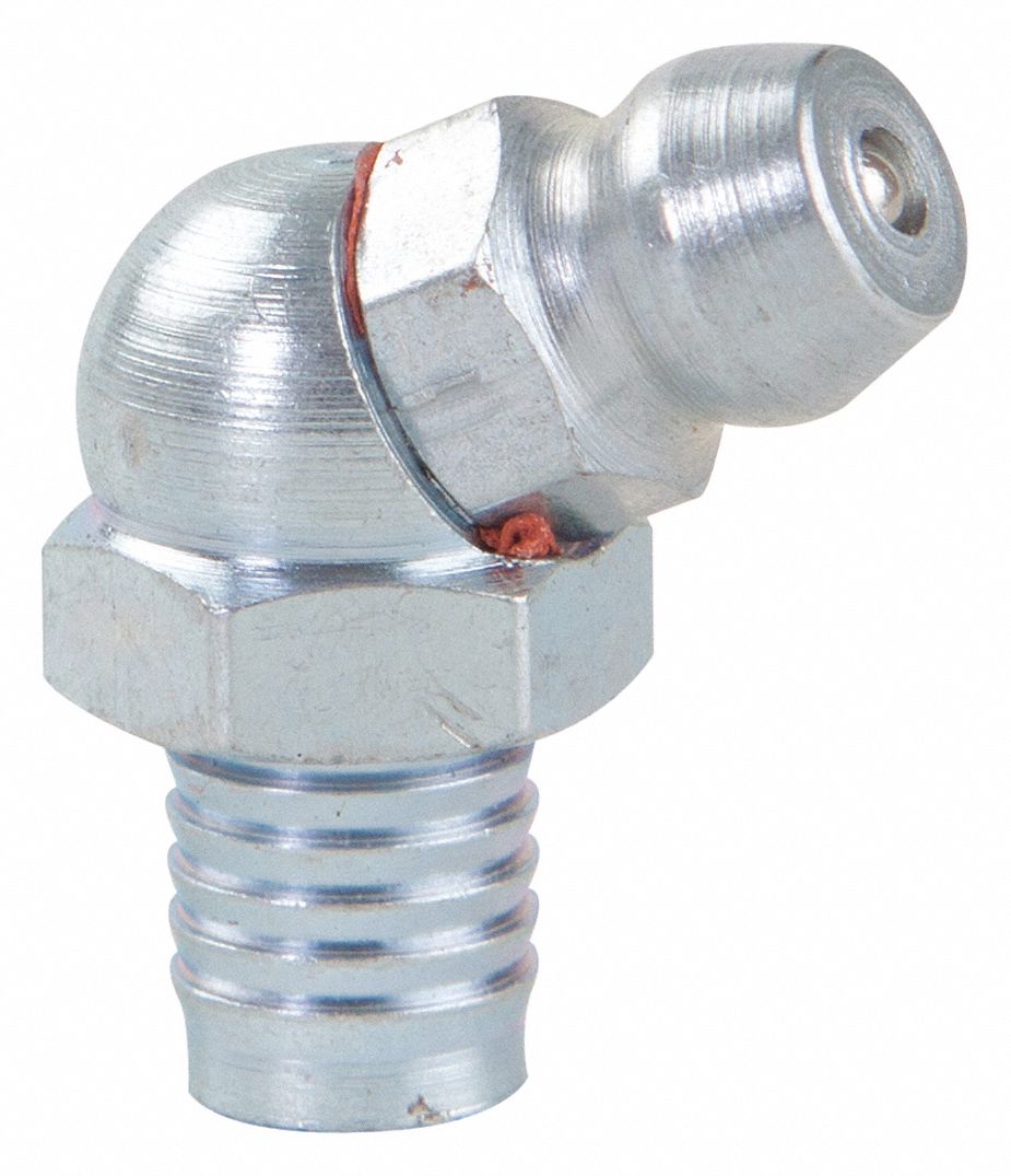 WESTWARD Drive (PushIn), Grease Fitting, 1/4", 65.0 °, ZincPlated
