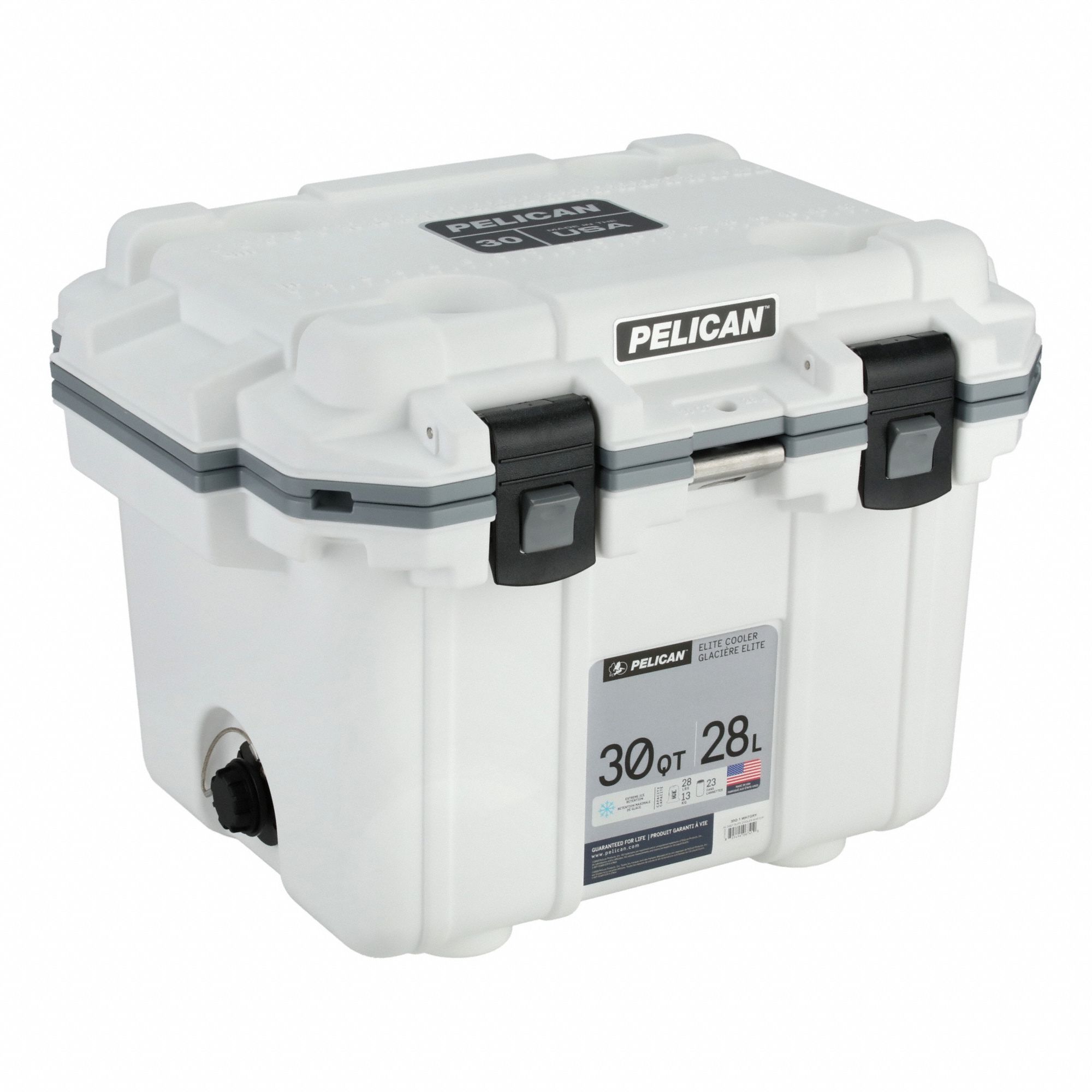 Marine Chest Cooler: Gray/White, 23 Cans, 30 qt Cooler Capacity, 10 day Ice Retention