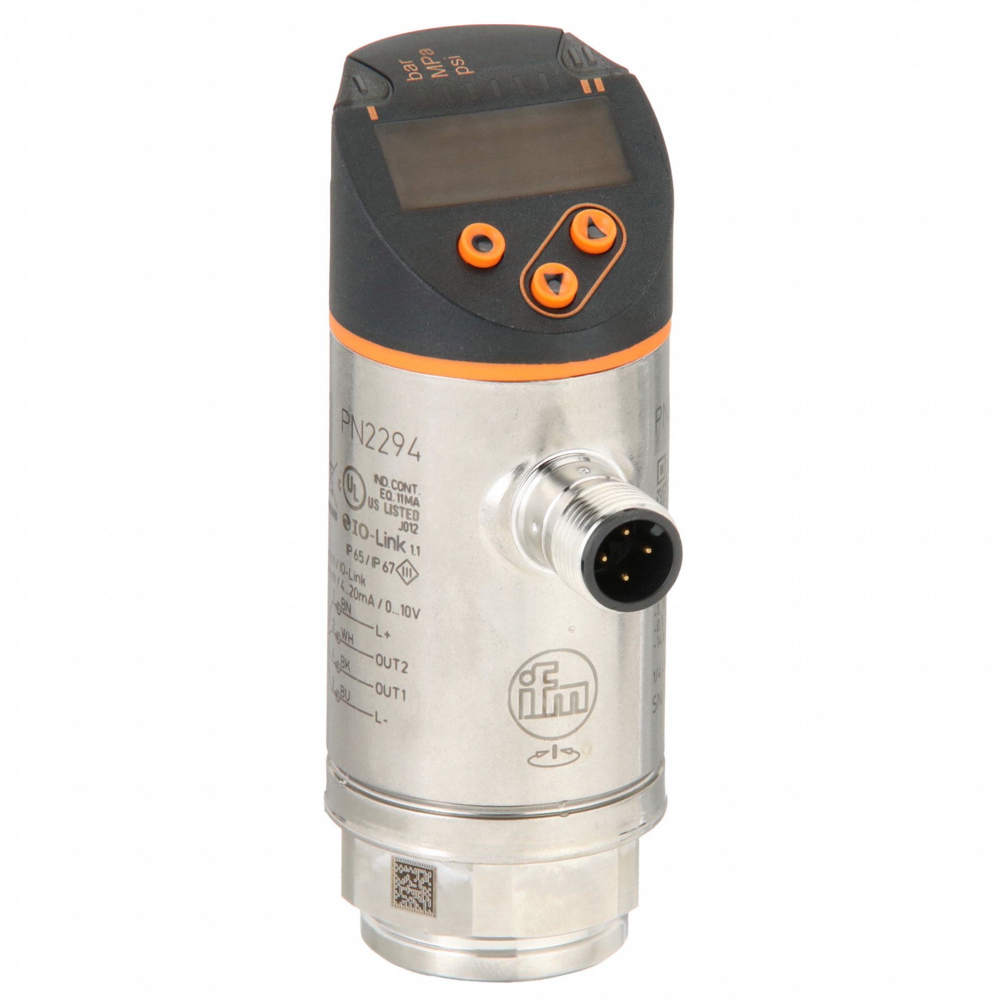 Electronic Pressure Sensor: PNP/NPN, -14.6 psi – 145 psi, 1/4" NPT