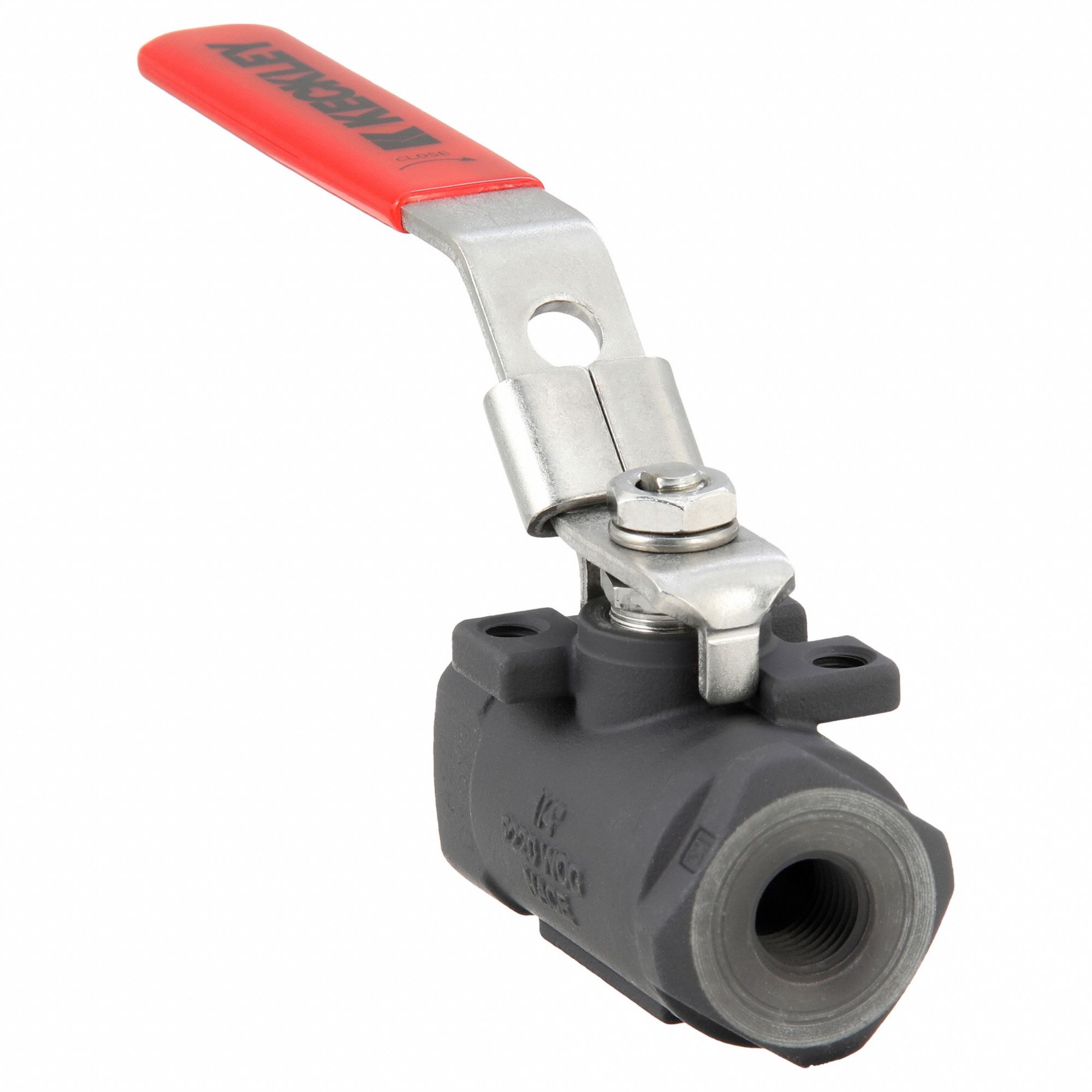 Manual Two-Way Ball Valve: 1/4 in, Carbon Steel, Straight, FNPT x FNPT, Full Port Ball Port