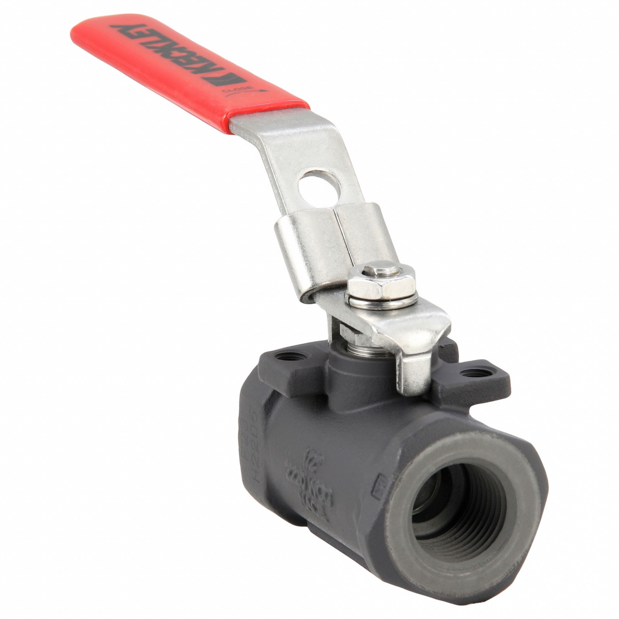 Manual Two-Way Ball Valve: 1/2 in, Carbon Steel, Straight, FNPT x FNPT, Full Port Ball Port
