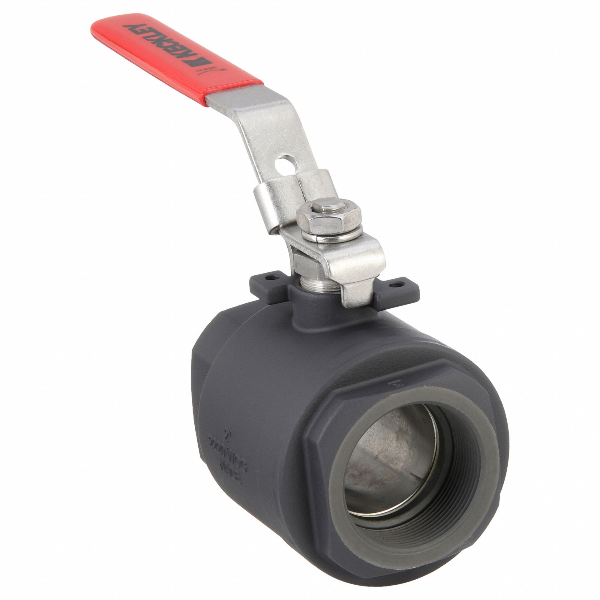 Manual Two-Way Ball Valve: 2 in, Carbon Steel, Straight, FNPT x FNPT, Full Port Ball Port
