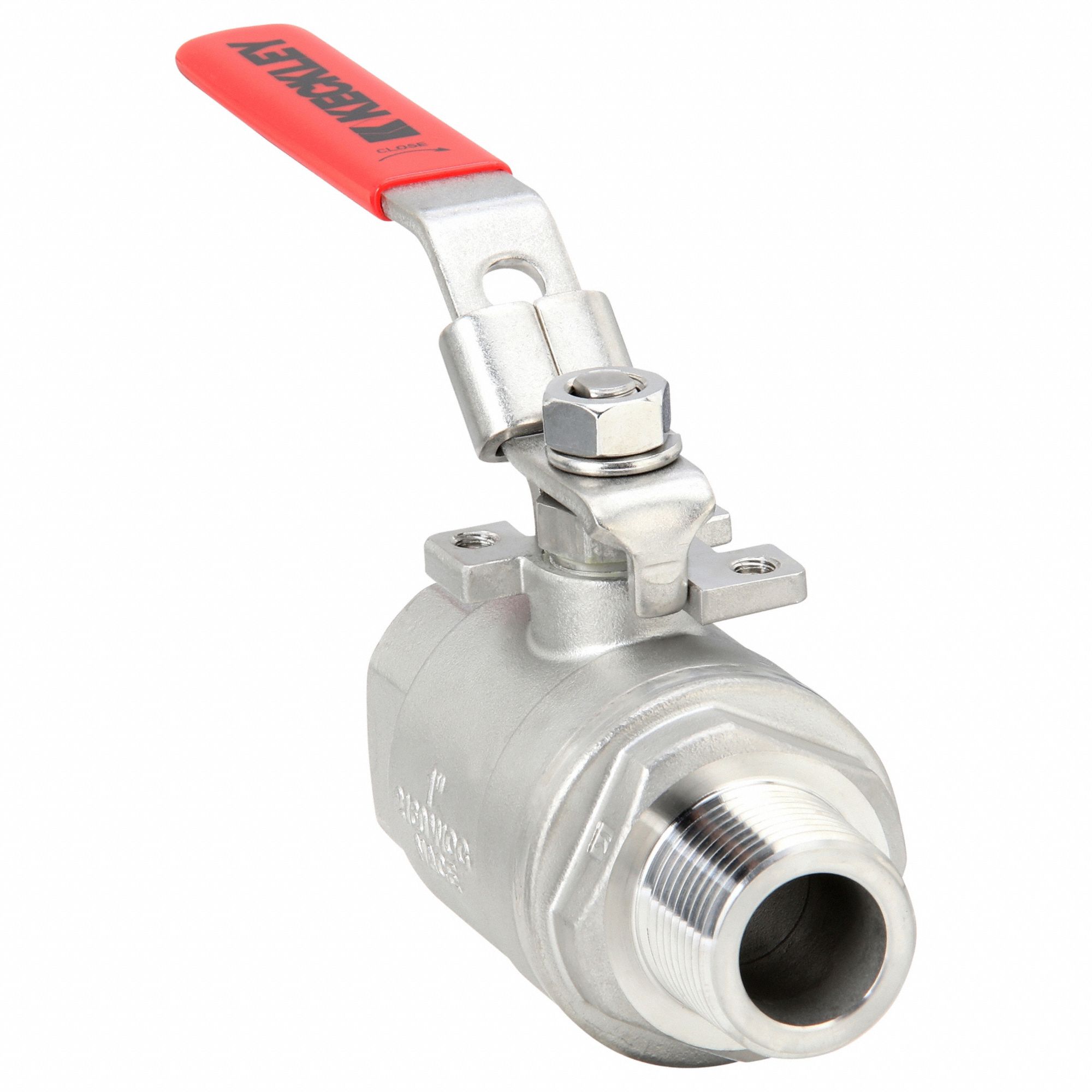 Manual Two-Way Ball Valve: 1 in, Stainless Steel, Straight, MNPT x FNPT, Full Port Ball Port