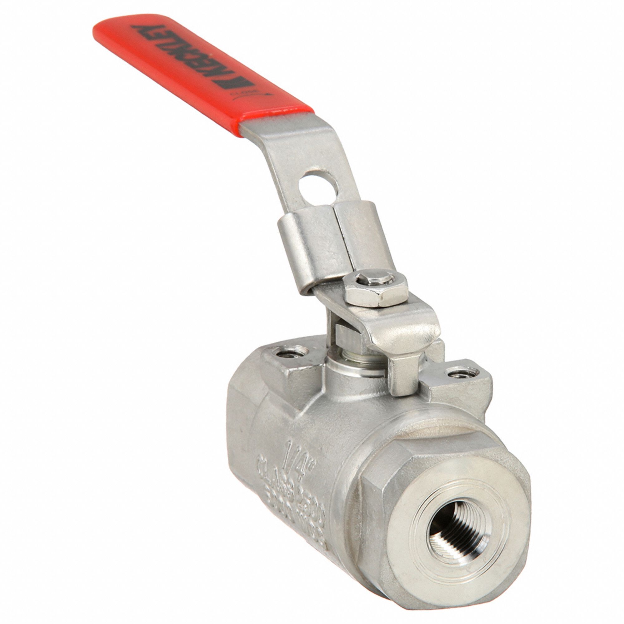 Manual Two-Way Ball Valve: 1/4 in, 316 Stainless Steel, Straight, FNPT x FNPT, One-Piece