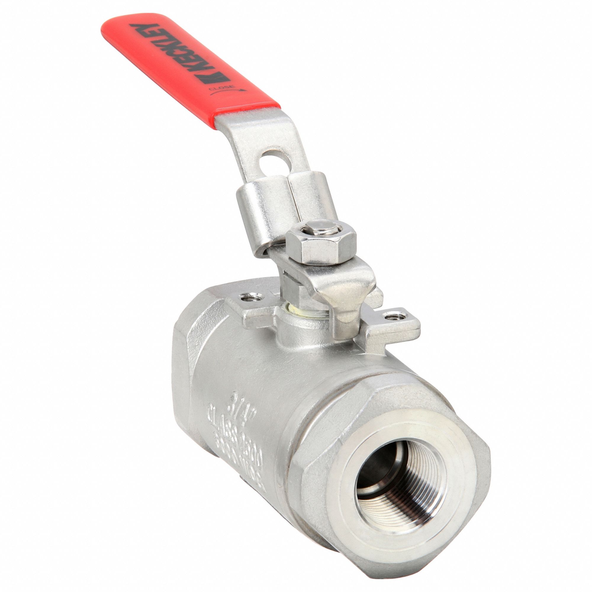 Manual Two-Way Ball Valve: 3/4 in, 316 Stainless Steel, Straight, FNPT x FNPT, One-Piece