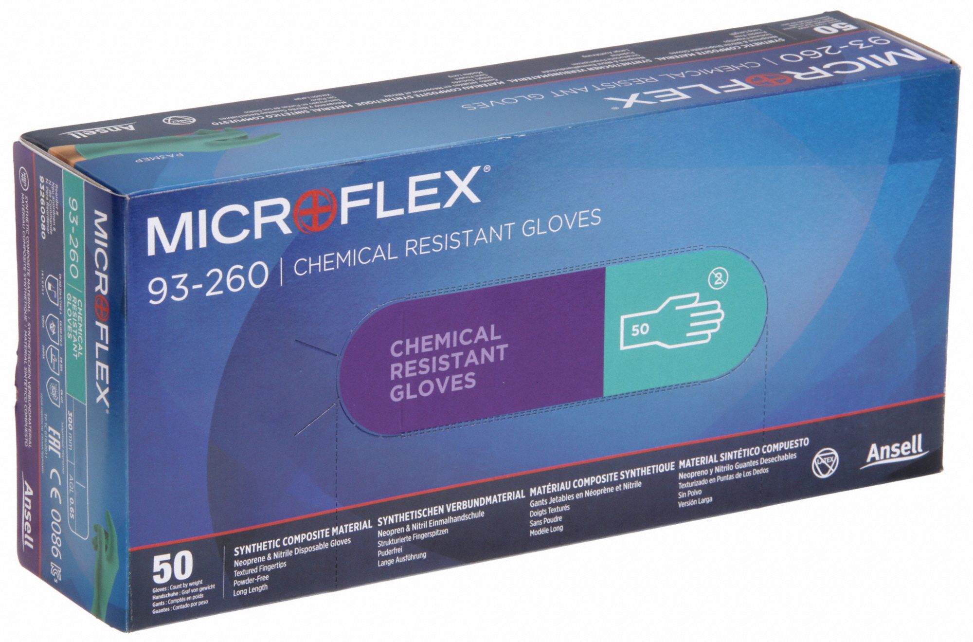 ANSELL Neoprene/Nitrile, Disposable Gloves, L, PowderFree, 7.9 mil