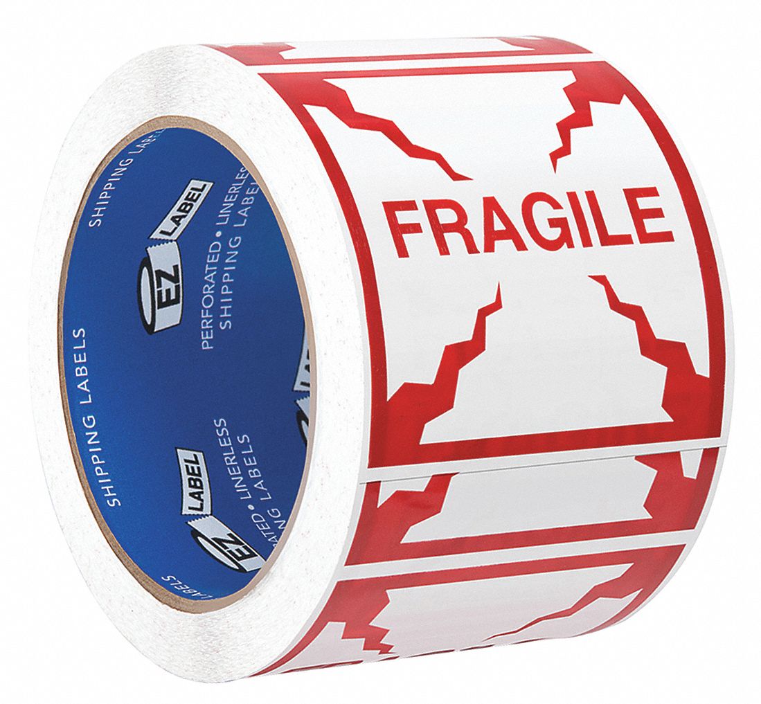 EZLABEL Instructional Handling Label: Fragile (Shattered Graphic), 3 in ...