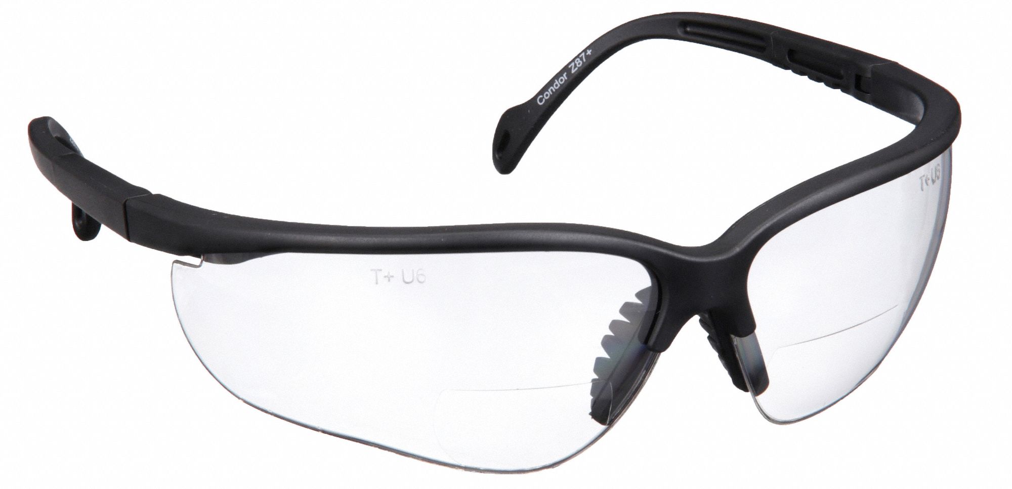LUNETTES DE LECTURE, DEMI-MONTURE, ENVELOPPANTES, NYLON/PC, ANTIBUÉE, NOIR/TRNSP, +1,50, BIFOCALES