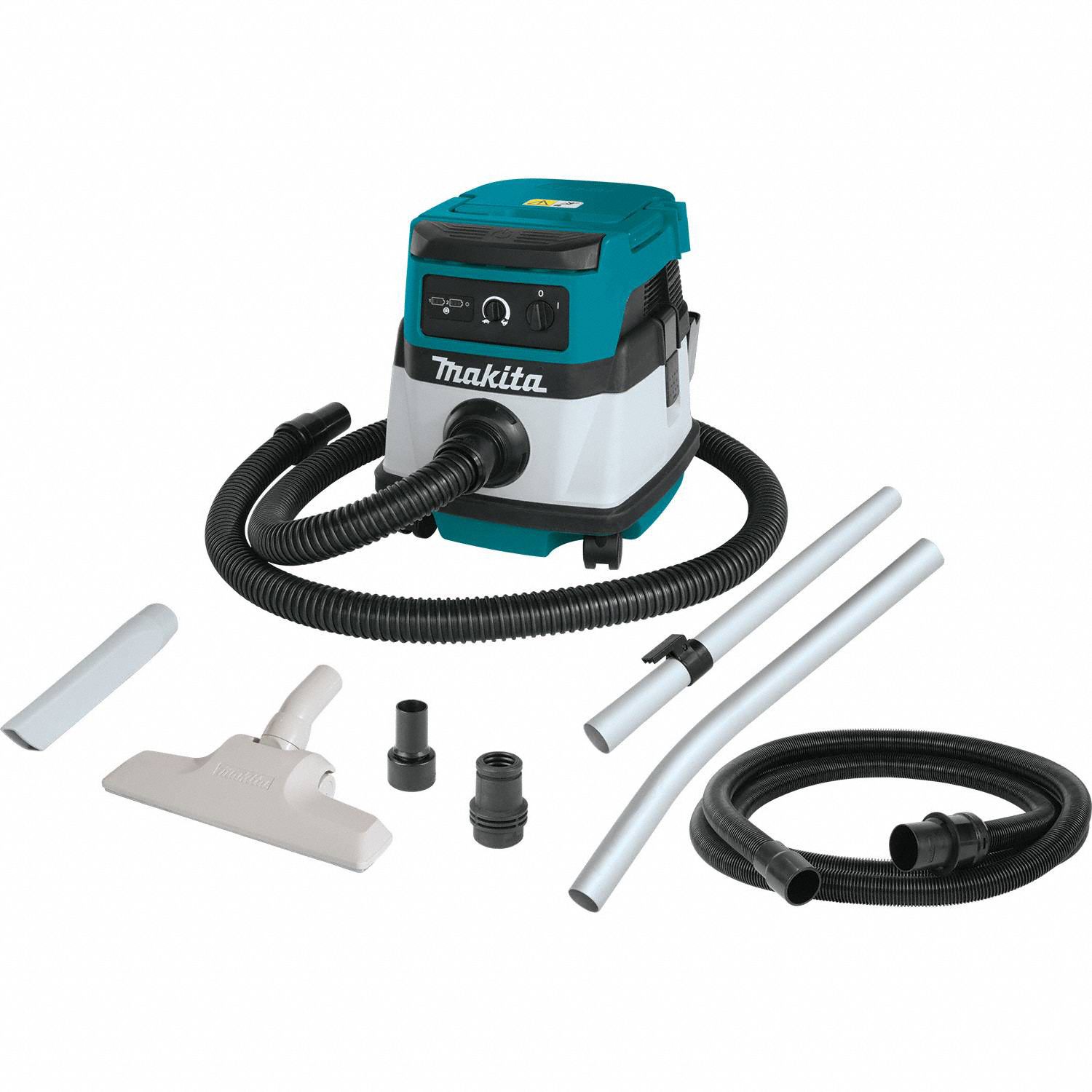MAKITA Corded/Cordless, Portable Shop Vacuum, 2.1 gal, Plastic, 127 cfm