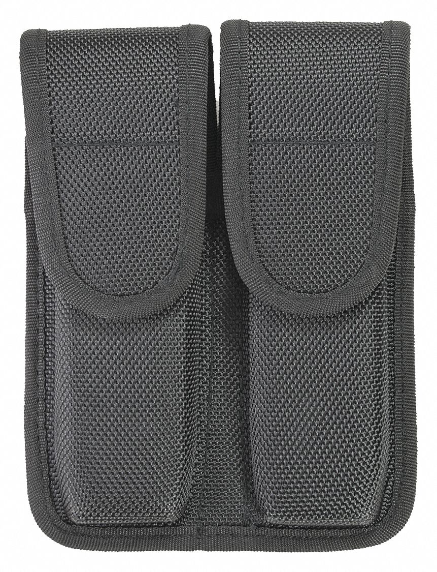 Magazine Pouch: Black, Nylon, Ballistic, 6 1/2 in x 1 5/16 in, Snap Closure