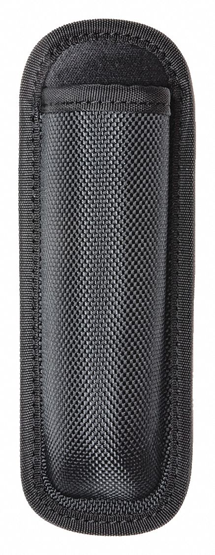 Baton Holder: Black, Nylon, Ballistic, 6 1/4 in x 2 1/4 in, Snap Closure