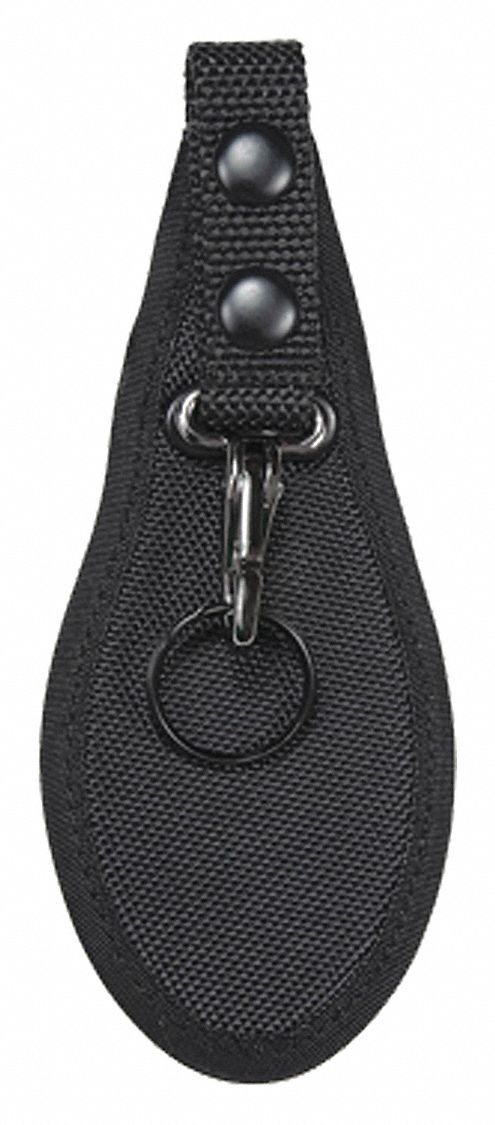 Key Holder: Black, Nylon, Ballistic, 7 1/4 in x 82 mm, Snap Closure