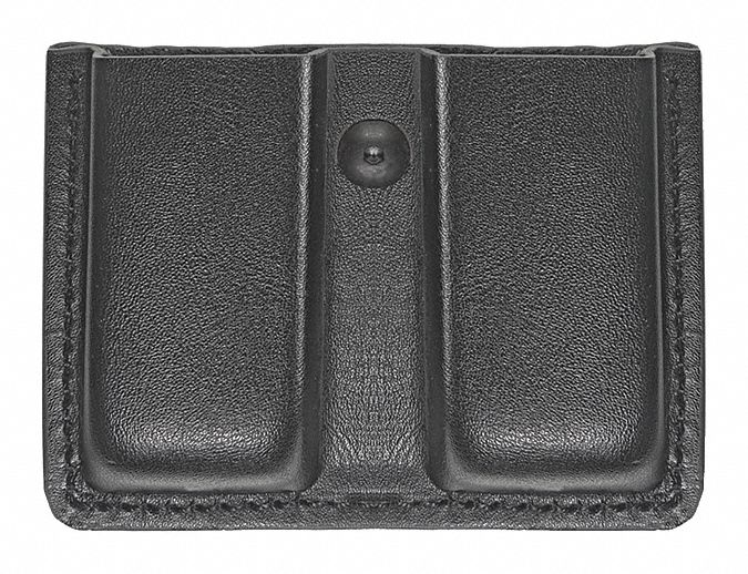 Magazine Pouch: Black, Synthetic Leather, Plain, 3 3/4 in x 1 7/16 in, Open Closure